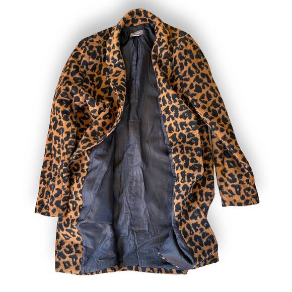 Leopard Faux Fur Winter Coat Women SANS SOUCI Sz Small - Picture 4 of 8